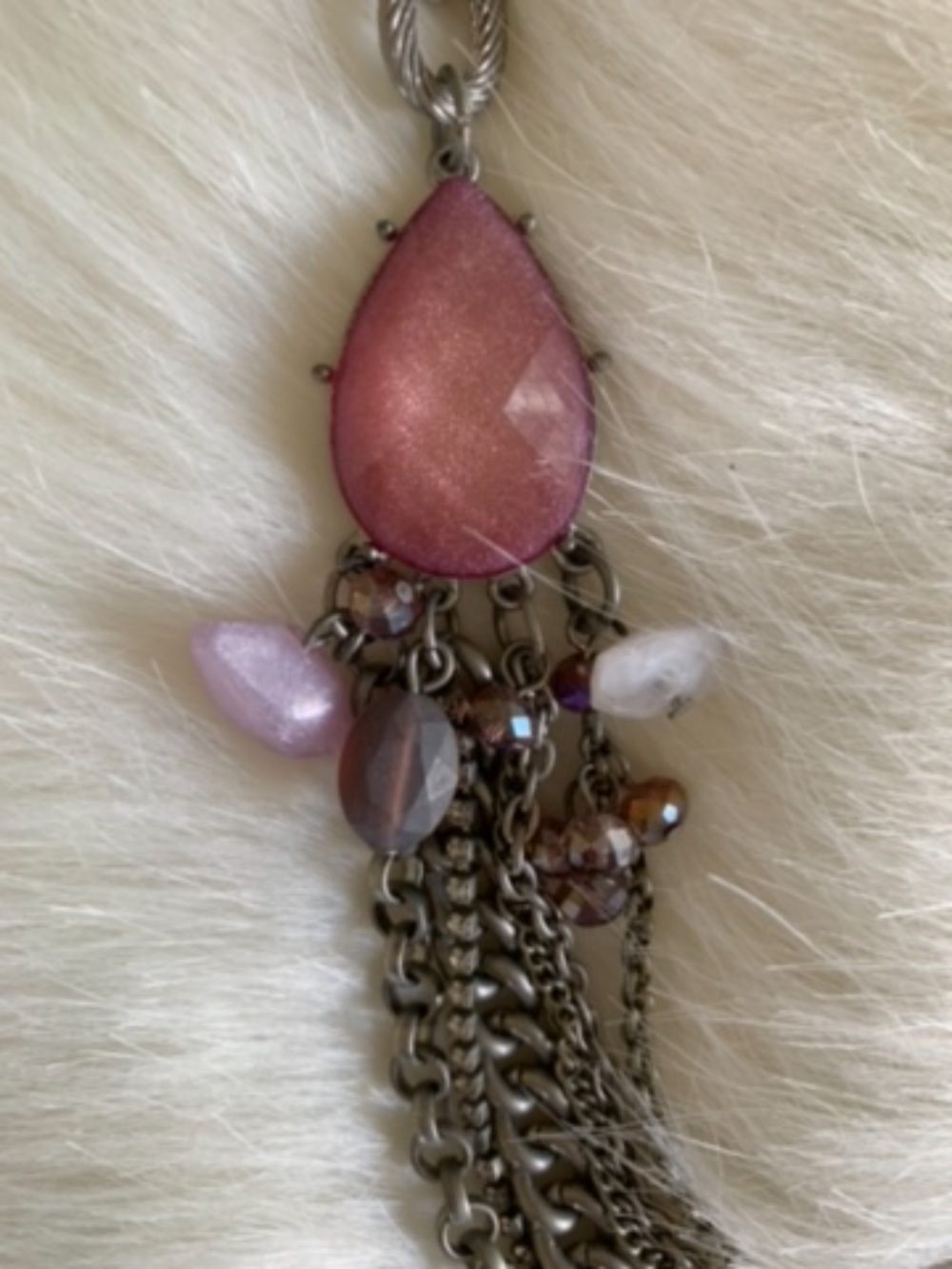 Delicate Pink Stone Multi-Chain Necklace - Picture 4 of 6